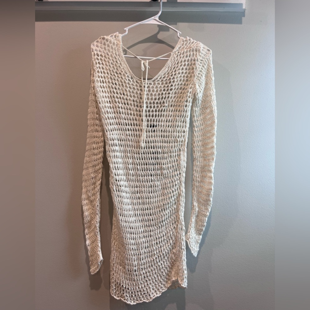 Crochet Low Back Mini Beach Cover Up Dress